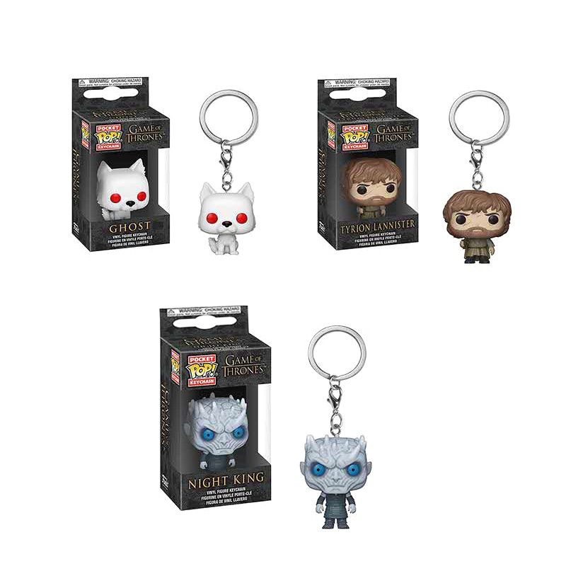 &lt; Tersedia &gt; 1Pcs Original Funko POP Game Of Thrones Gantungan Kunci PVC Night King Jon Ice Wolf Minifigure Collections