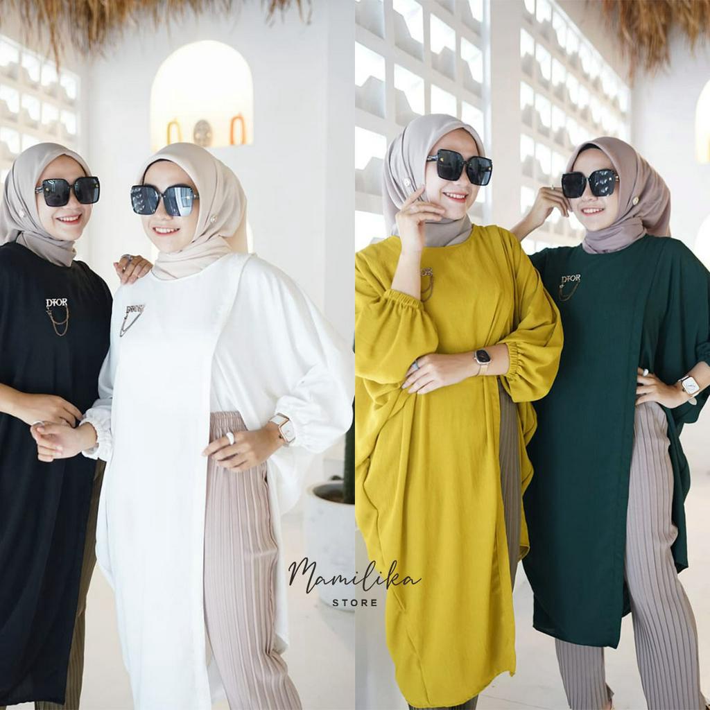 SET KAFTAN TUNIK CELANA PLISKET CRINKEL AIRFLOW