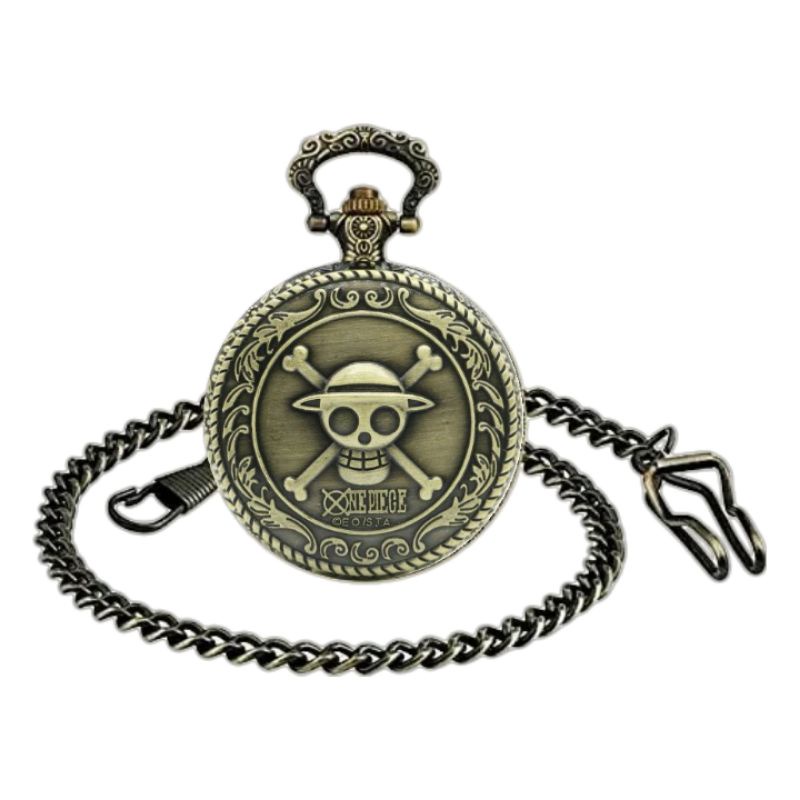 pocket watch rantai  jepit Jam saku rantai jepit one piece tengkorak anime animasi