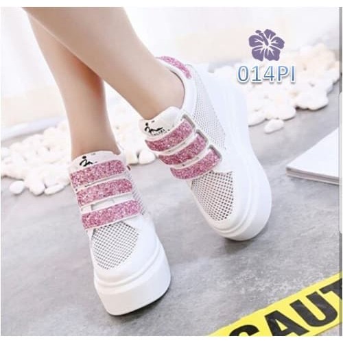 Terlaris {pg} Sepatu Wanita Boots 3 Line Glitter - 014 - Merah Muda, 39