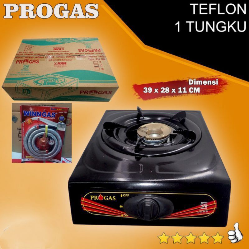 Kompor 1 Tungku Progas + Free selang gas paket  Winn Gas