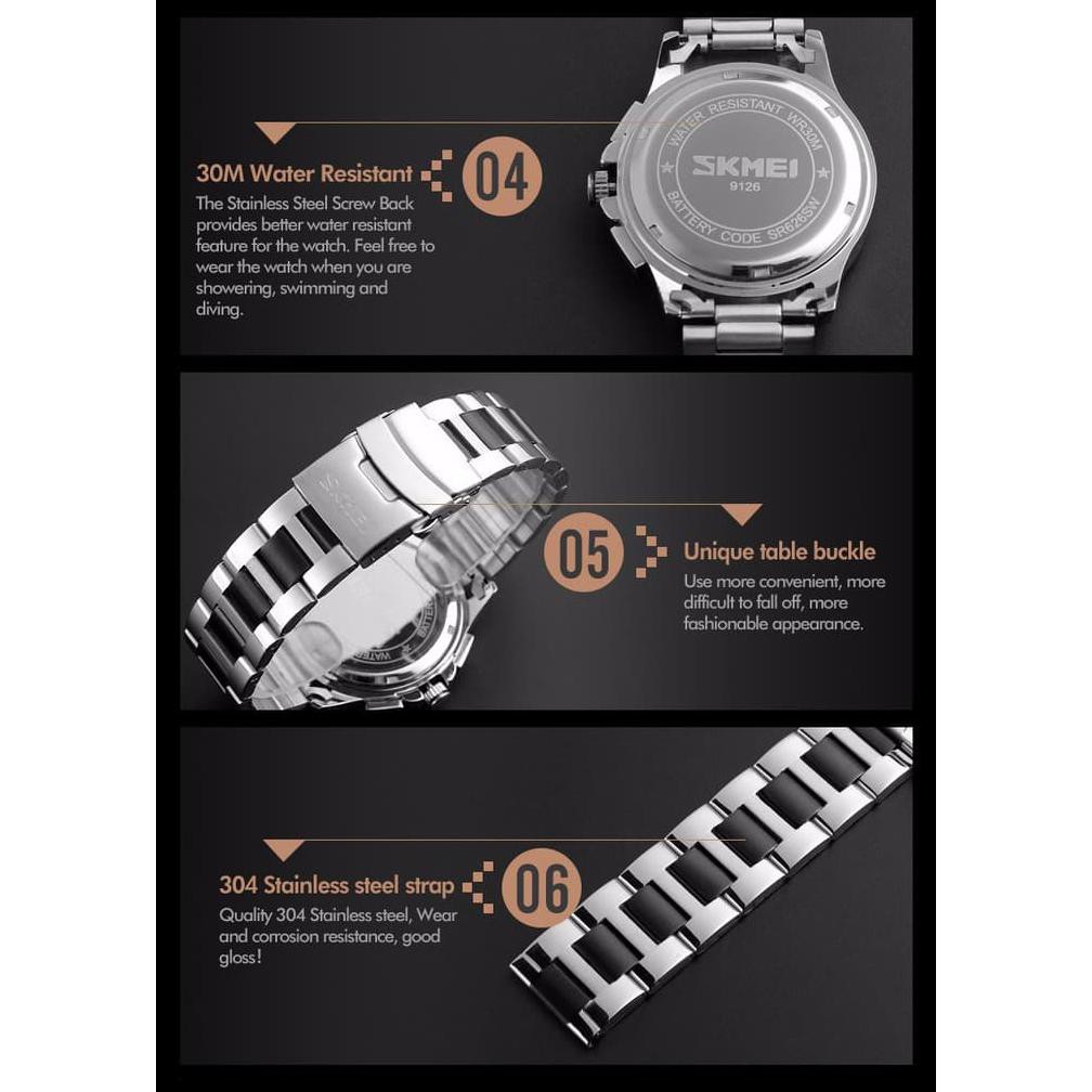 BEST SELLER JAM TANGAN PRIA ORIGINAL SKMEI 9126 HITAM ANTI AIR / ALEXANDER ROLEX