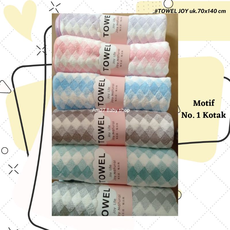 Handuk Mandi TOWEL uk.70x140cm dan 50x100cm XinJuYuan JoyLife Textile BOUTIQUE motif BULU DASI