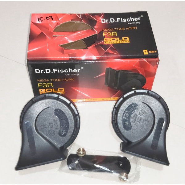 Paket Komplit Klakson Keong 12 Volt Dr. D fischer 12V water Resistant F3R Gold edition. MOBIL MOTOR HITAM original