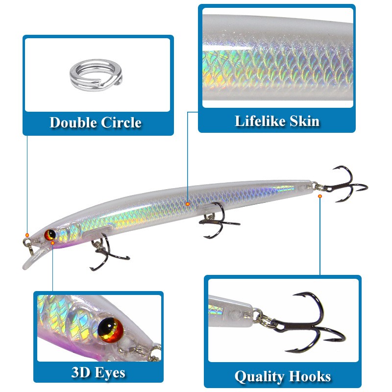 Umpan Mancing Umpan Pancing Umpan Pancing Buatan Alat Pancing Murah Umpan Mancing Clouser Minnow 1PCS 15.4g/13.5cm Sinking Minnow Plastic Bait relix nusantara CrankSet Umpan Ikan CrankBait Alat Pancing Kail Pancing