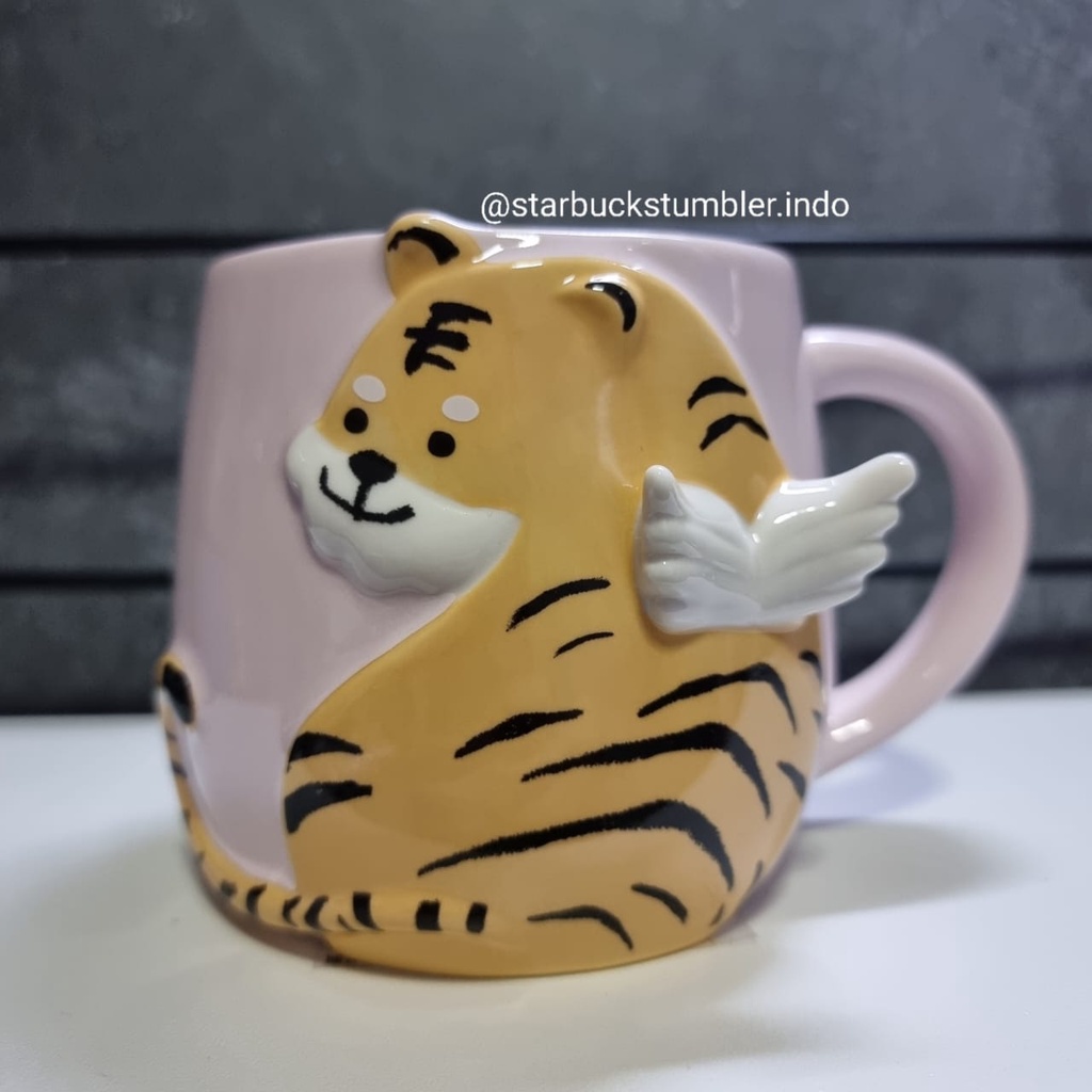 Starbucks Taiwan CNY 2022 Year Of Tiger Pink Tiger Macan Angel Ceramic Mug Tall 355ml