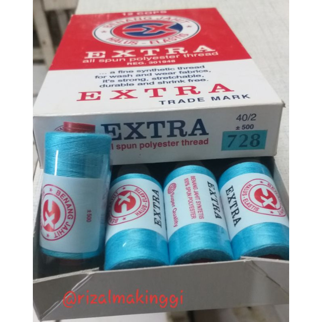 benang jahit extra biru (728)500 yards
