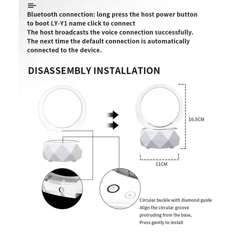 READY - Speaker Bluetooth Stereo Portable LED Ambient with 7 Light Lamp - free buble wrap