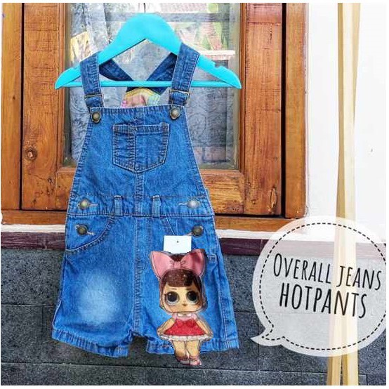 OVERALL HOTPANTS ANAK PEREMPUAN / BAJU KODOK JEANS ANAK PEREMPUAN