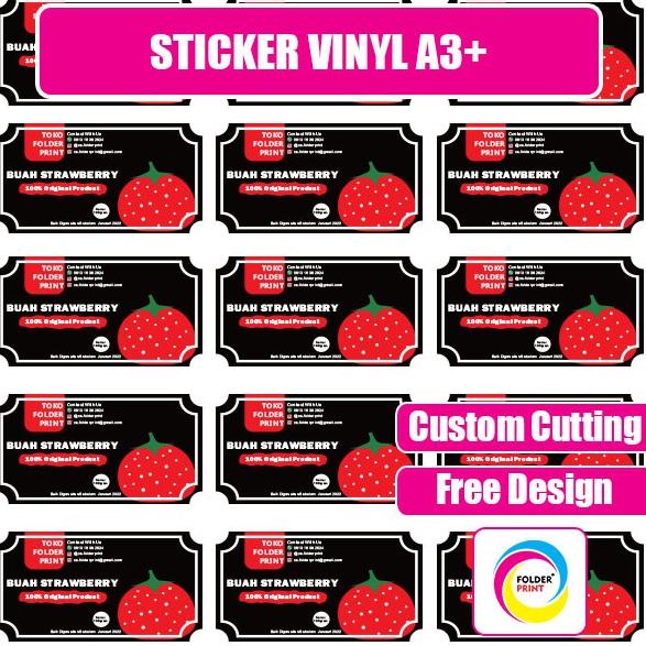 

[KODE 6LZAL] Stiker Vinyl A3+ Anti Air Label Kemasan Produk (Custom Cutting)