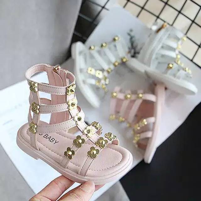 22-31 Sandal Shoes Mg Baby Girl Gladiator Love Stud Flower Pink White Sepatu Sendal Pesta Anak Cewek