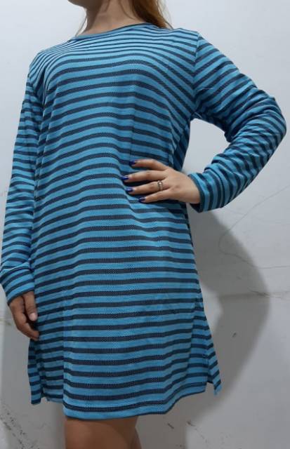 Dress cewek imut salur motif kekinian