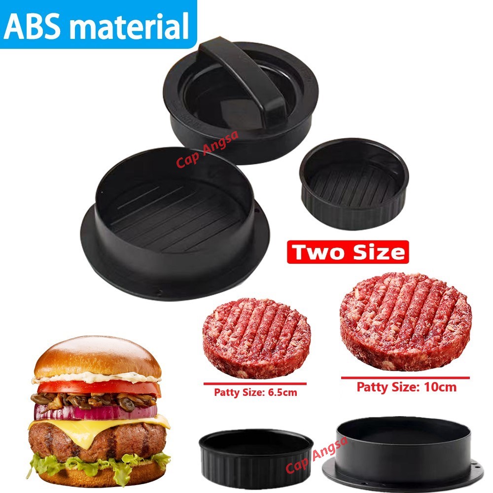 ALAT CETAK DAGING HAMBURGER CETAKAN BURGER PRESS ROUND BEEF PATTY MAKER BBQ MOLD BUNDAR 2 SIZE