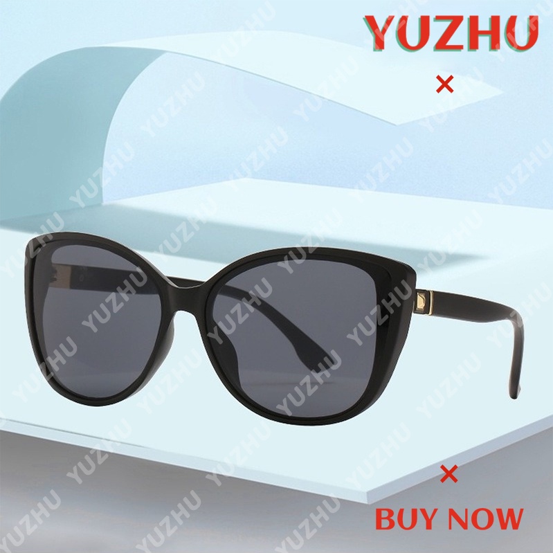 (YUZHU) COD INS Style Retro Oversized Frame Cat Eye Sunglasses Tren Eropa dan Amerika Kacamata Hitam Engsel Logam Wanita