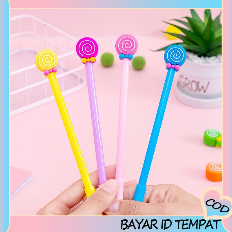 COD❤️ Kreatif Kartun Dasi Kupu-kupu Lollipop Gel Pena 0.5mm Alat Tulis Siswa-A.one