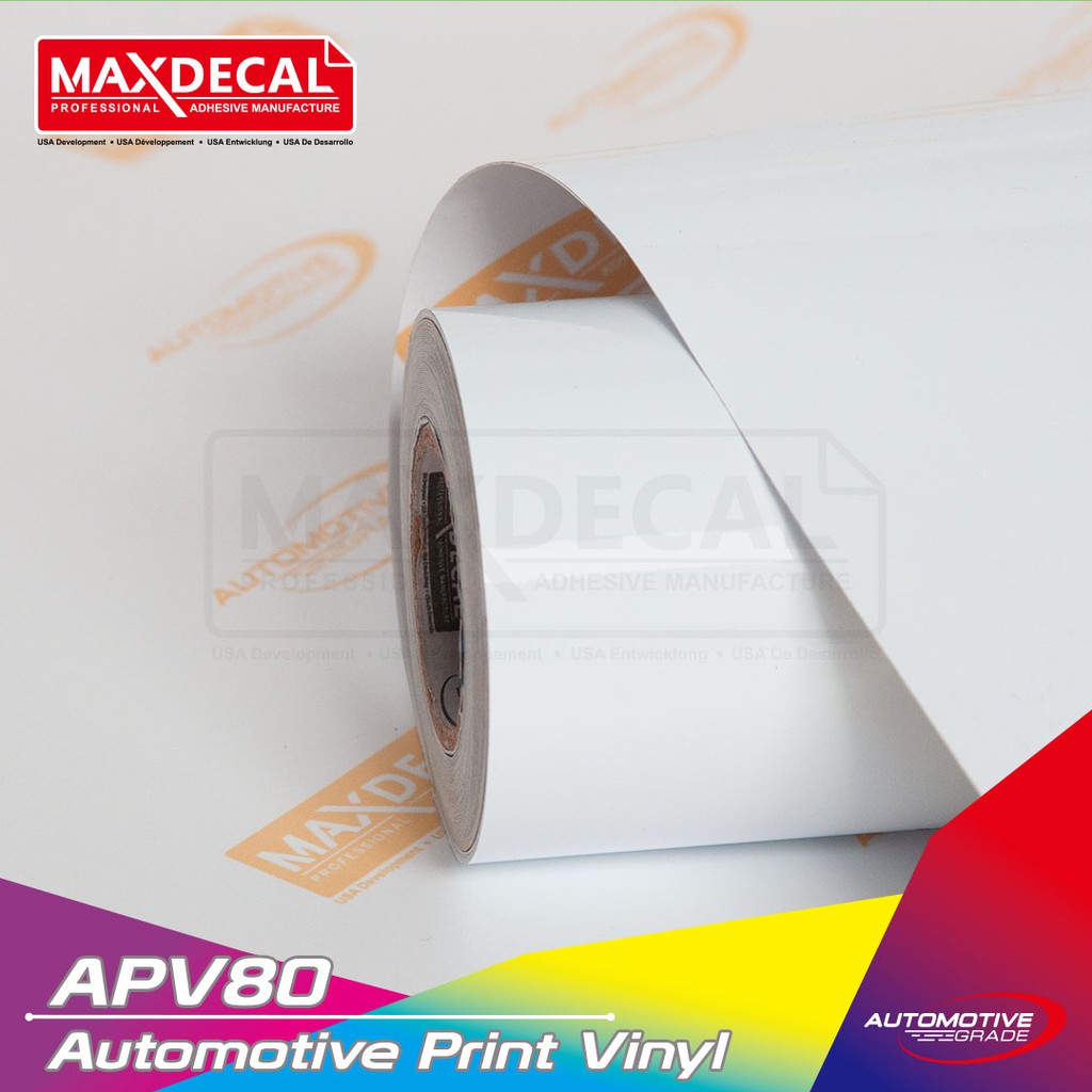 

[105CM x 50M] MAXDECAL APV80-105 GLOSS White Bahan Decal Premium Digital Printing Media Sticker