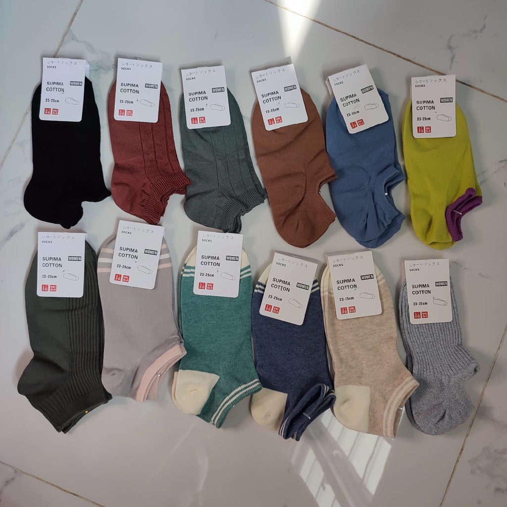 Kaos Kaki Uniqlo Ankle Pendek Women Wanita Anti Bacterial Banyak Motif