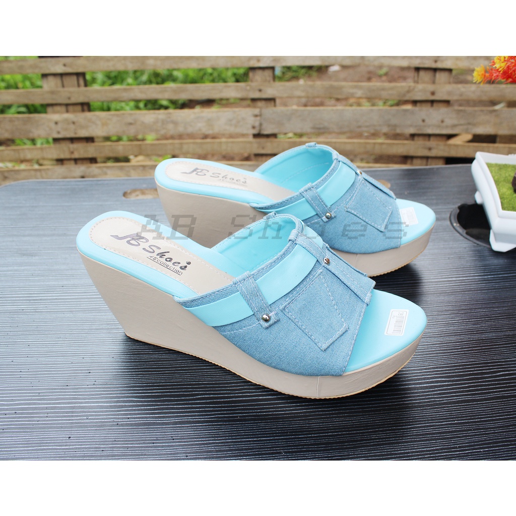 Sandal Wedges Wanita Slop / Selop Sendal Casual Murah  DE 09