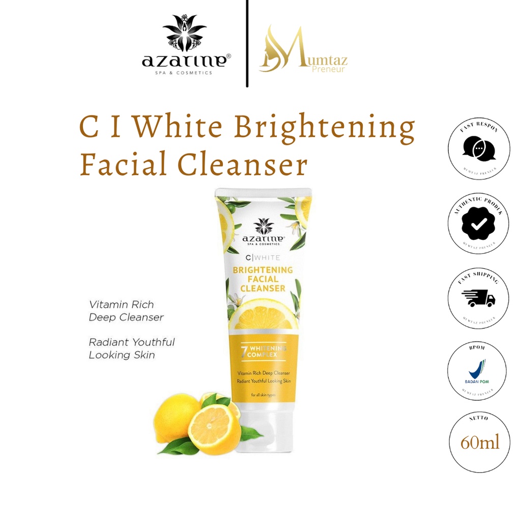 AZARINE  C WHITE BRIGHTENING FACIAL CLEANSER 60ML SABUN WAJAH PEMBERSIH WAJAH SKINCARE BPOM TERLARIS