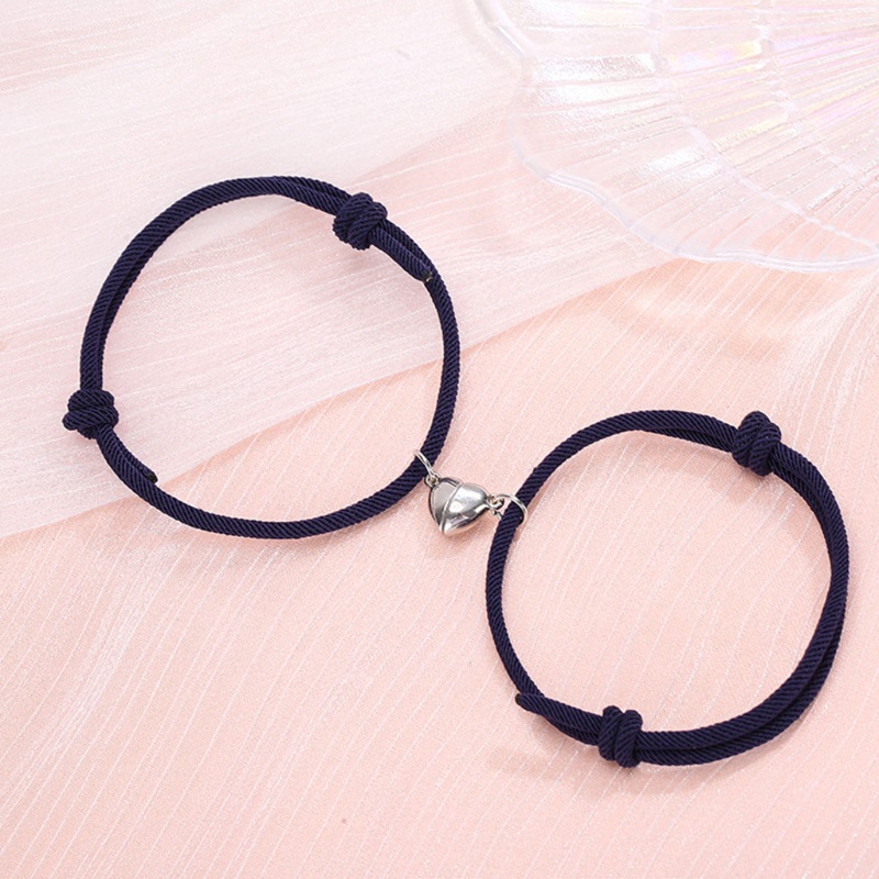 Siy 2pcs Gelang Tali Kepang Magnetik Adjustable Untuk Pria / Wanita / Pasangan