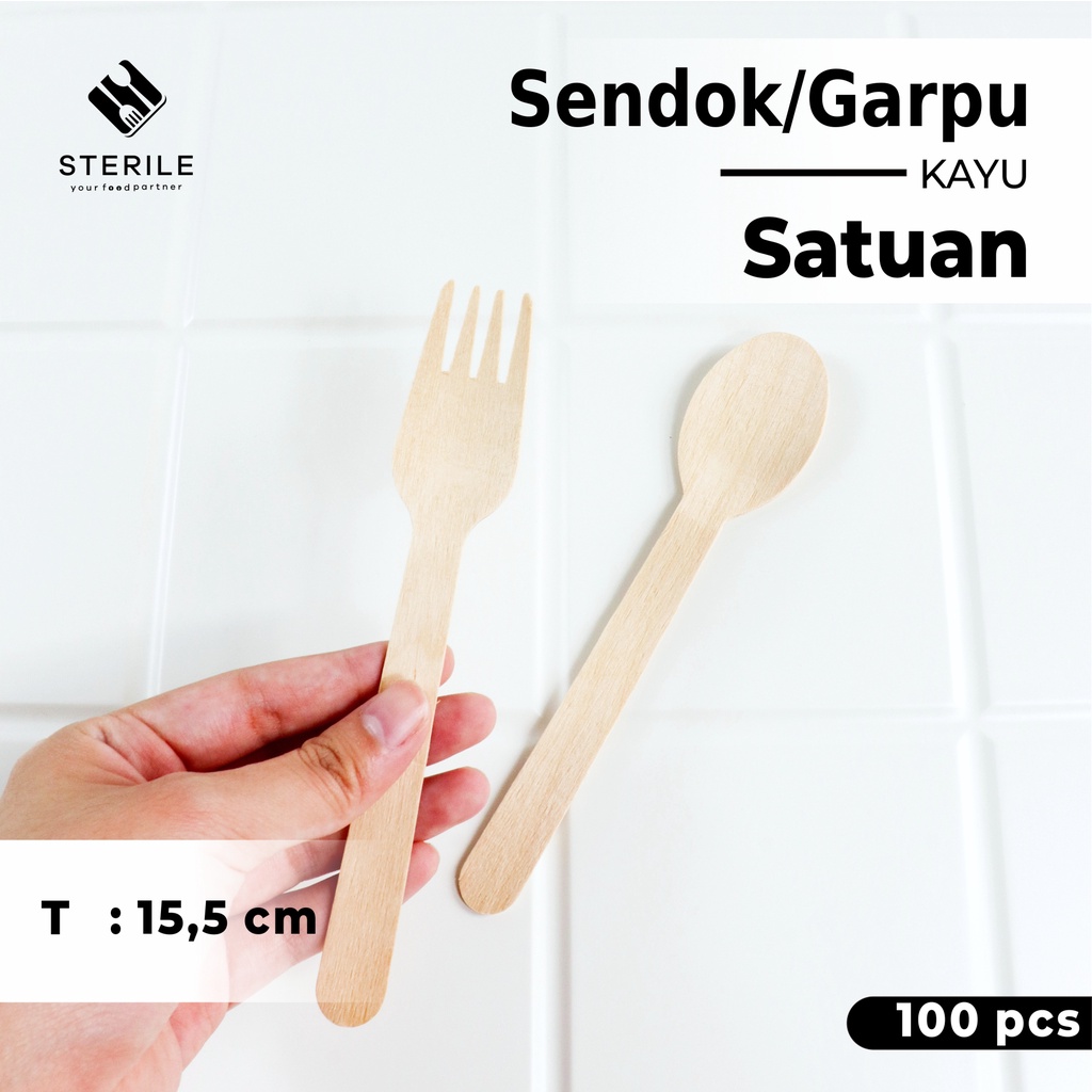 sendok kayu / garpu kayu sekali pakai / wooden cutlery