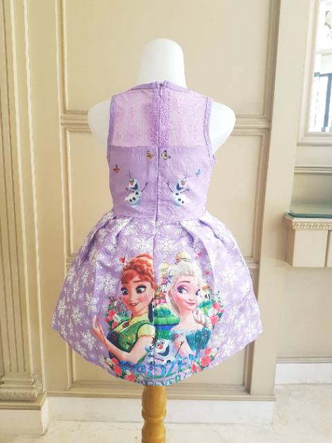 GA2611 FROZEN LACE PURPLE DRESS PESTA ULANG TAHUN ANAK ELSA ANNA UNGU LEBARAN IMPORT MURAH GAUN LUCU