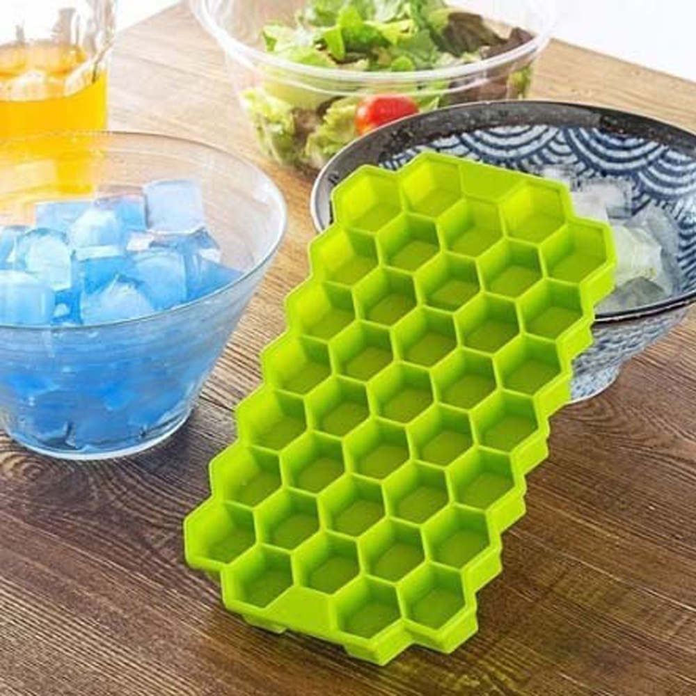 Cetakan Es Batu / Puding / Jelly / Silikon bentuk Honeycomb Foodgrade / Cetakan Es Bentuk Sarang Madu Cetakan Es Batu Cilicone 37 Grid Honeycomb Ice Cube Tray Tempat Simpan