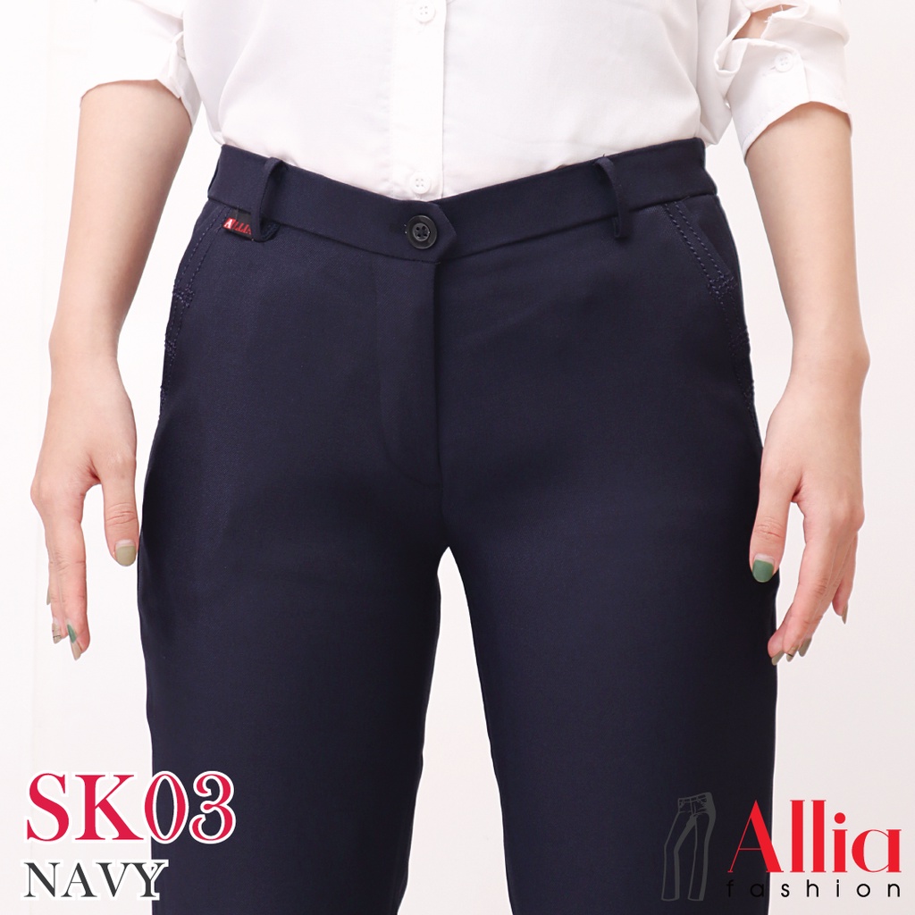 ALLIA SK03 NAVY BLUE M - 7L - CELANA KERJA WANITA PREMIUM - CELANA KANTOR WANITA MURAH