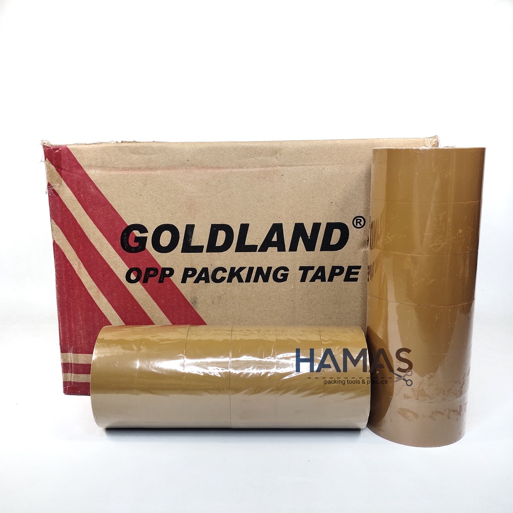 

Lakban Bening Dan Coklat Goldland Satu Kardus 45x90 Yard