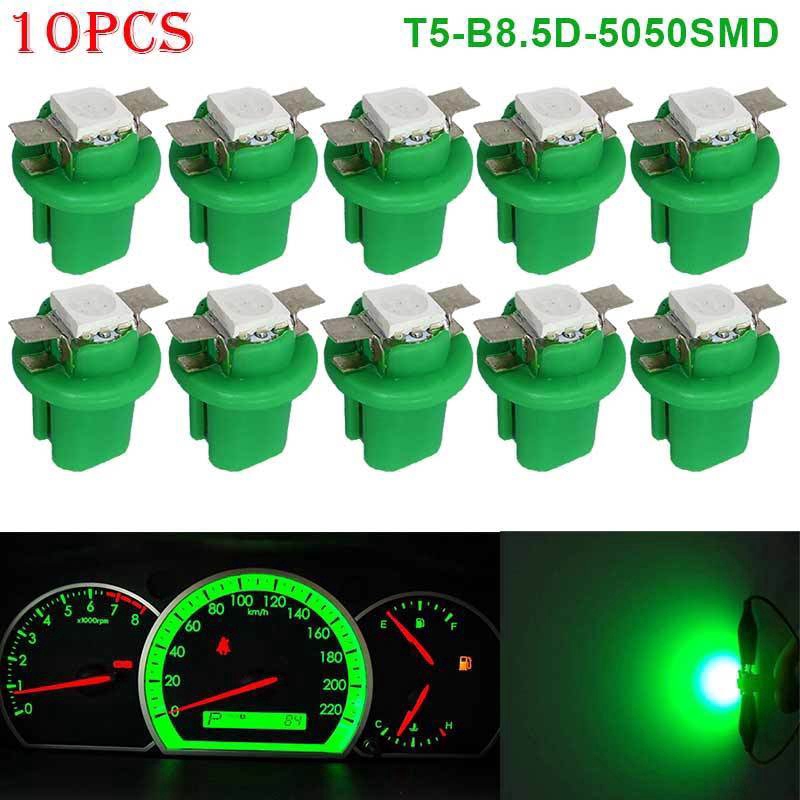 10x T5 B8.5D 5050 1SMD Car LED Dashboard Light Bulbs 12V