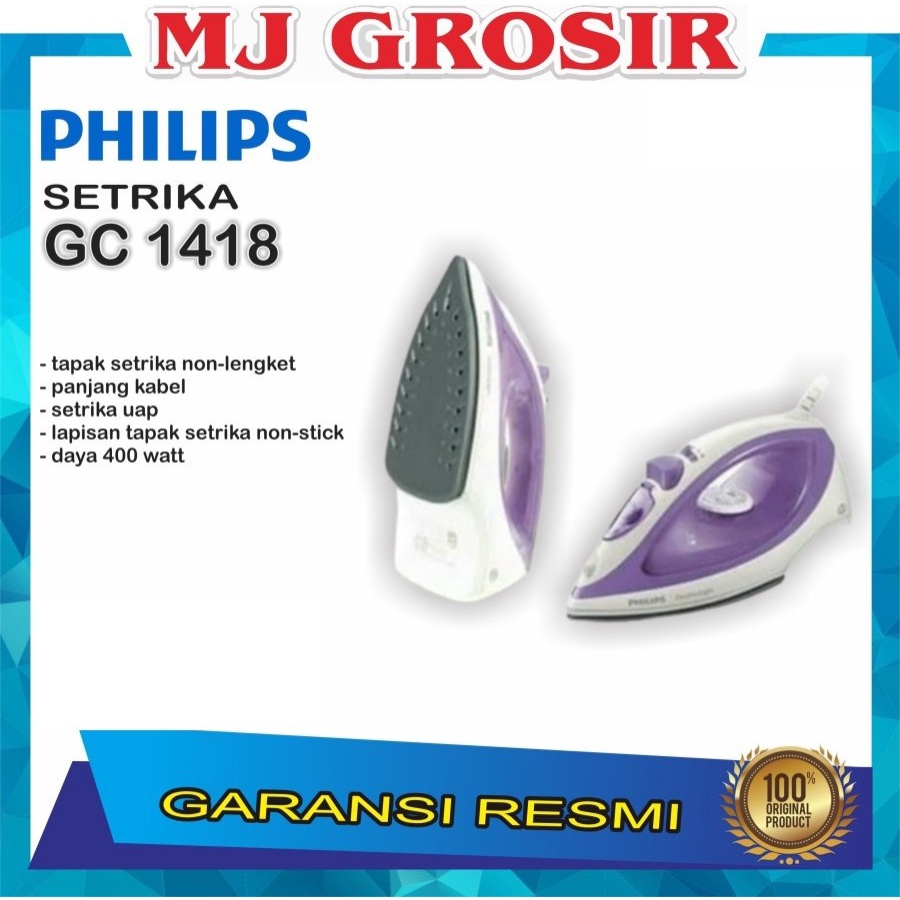 PROMO SETRIKA PHILIPS GC 1418 GC1418 TEFLON DRY IRON