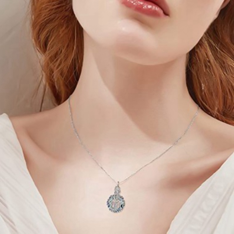 Fancyqube Kalung Jimat Sterling Silver Model Triple Moon Goddess Pentagram Untuk Wanita