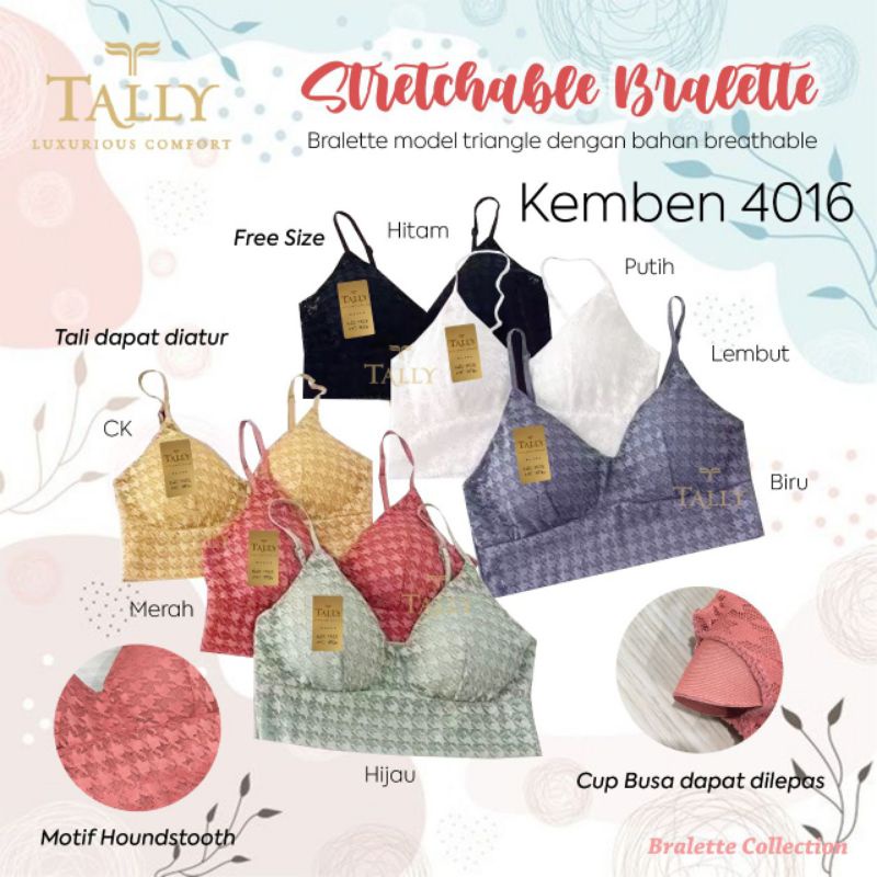 TALLY BRA BH KEMBEN BRALETTE 4016 | FREE SIZE | BAHAN RENDA ANTI GATAL