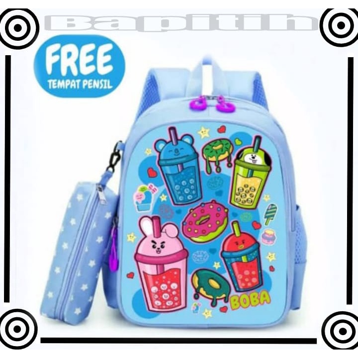 BPT/ - Tas Ransel Anak Perempuan Karakter BOBA - RANSEL BOBA DONAT - RANSEL BOBBA - TAS BOBA ANAK CEWE - School Bag Tas Sekolah Anak - Tas Anak Sekolah Tas Anak Kecil Tas Anak SD Tas Anak TK Promo Diskon Termurah Terlaris Terbaru Best Seller