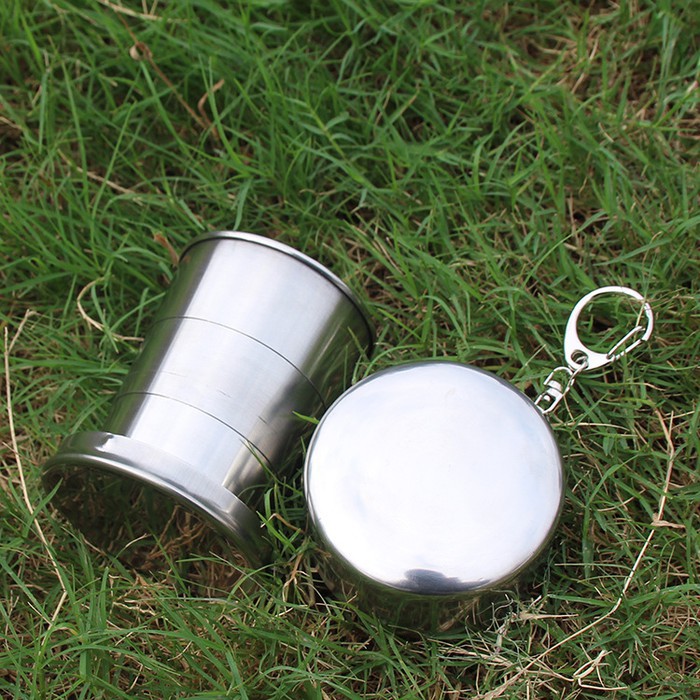 COD GS730 Gelas lipat STAINLESS 150ML Gantungan Kunci Gelas Lipat Camping