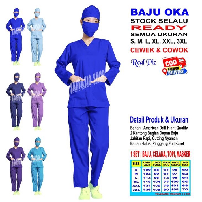 Medical Scrub Baju Ok / Baju Oka / Scrub Oka / Scrub Ok Lengan Panjang