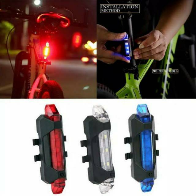 Lampu belakang sepeda LED USB CHARGER