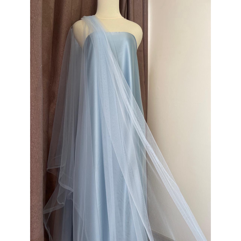 Kain Soft Tile Tulle Halus Polos Warna Biru Muda Baby Blue Icy