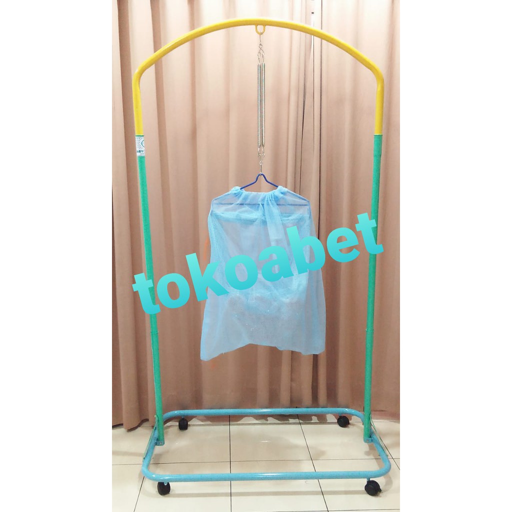 Paket Manual Ayunan Bayi Portable ORIENT Warna Warni dg Kain Ayun dan Kelambu dan PER#tokoabet