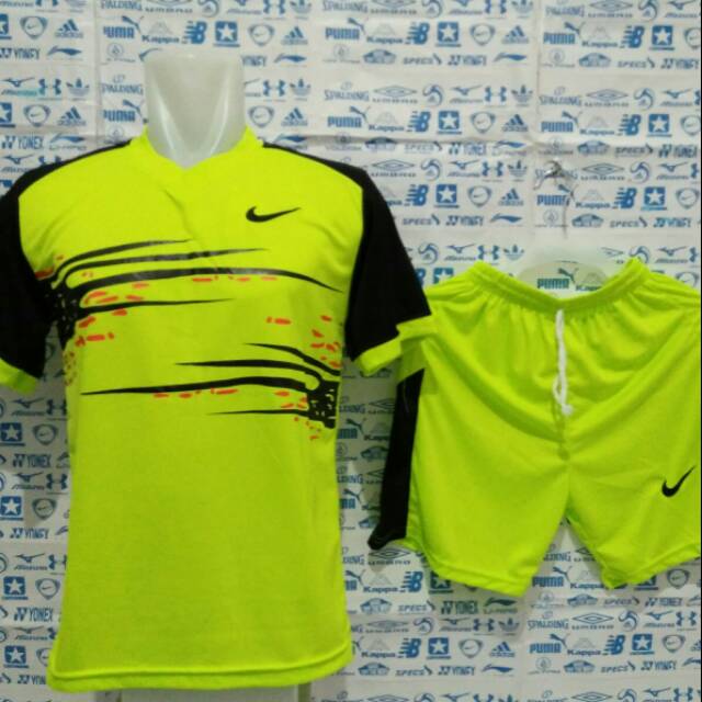 Baju Kaos Futsal Jersey Bola Setelan Futsal Nike TRL Hijau Stabilo