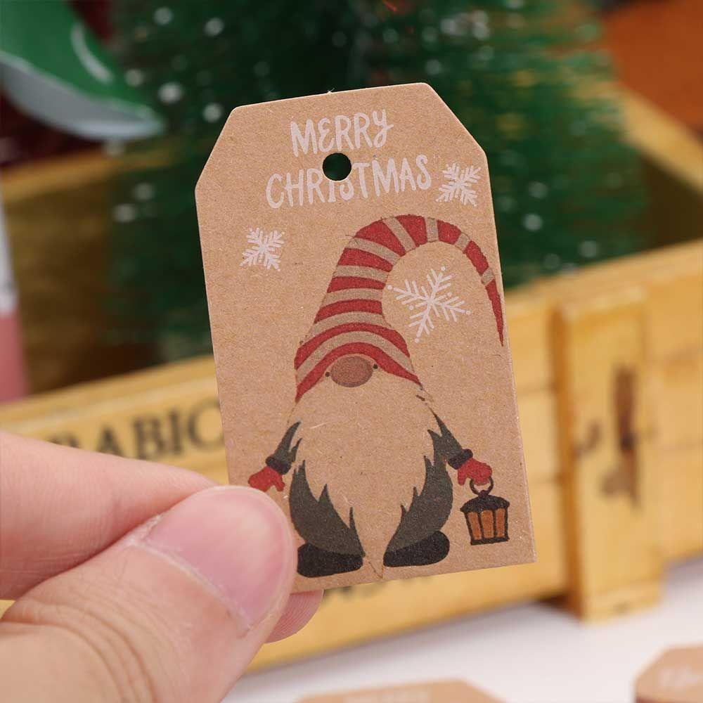 Top 100PCS Kraft Tag Santa Claus Kraft Paper Xmas Dekorasi Label Natal