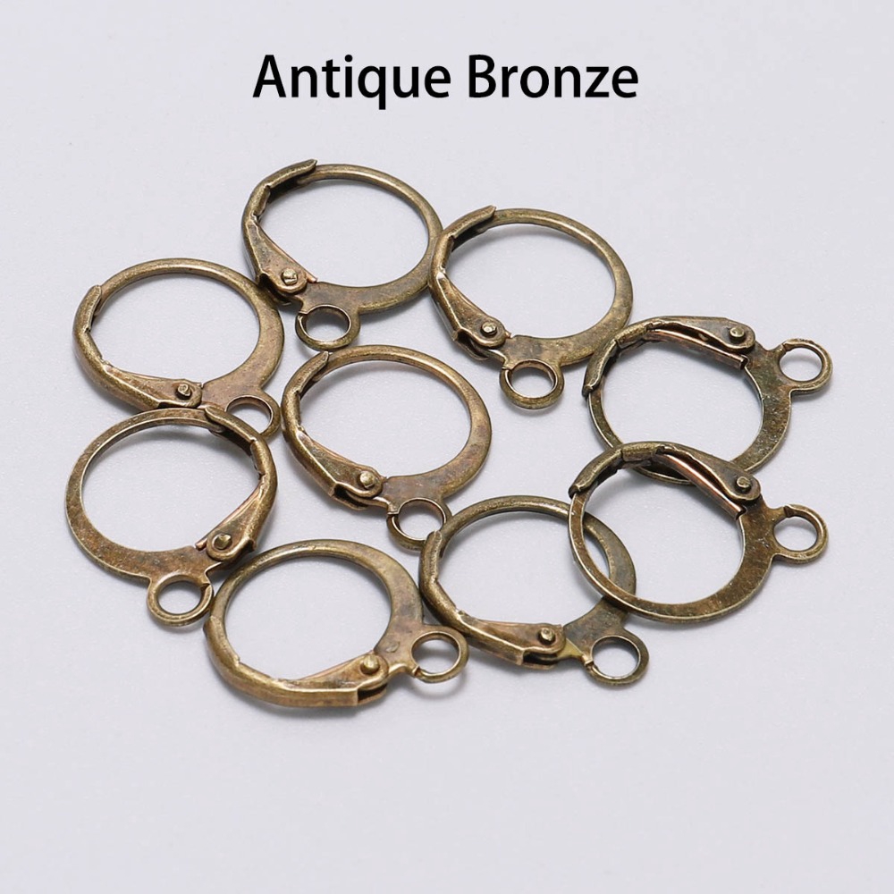 20pcs / Lot Kait Anting Hoops Ukuran 14x12mm Warna Silver Gold Bronze Untuk Membuat Perhiasan