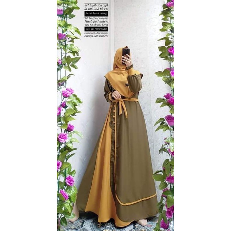 SET HIJAB ITY CREPE SABRINA ORI BERKAH / GAMIS ITY CREPE