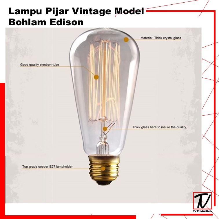 Lampu Pijar Vintage Model Bohlam Edison 40W 60W - Wram White