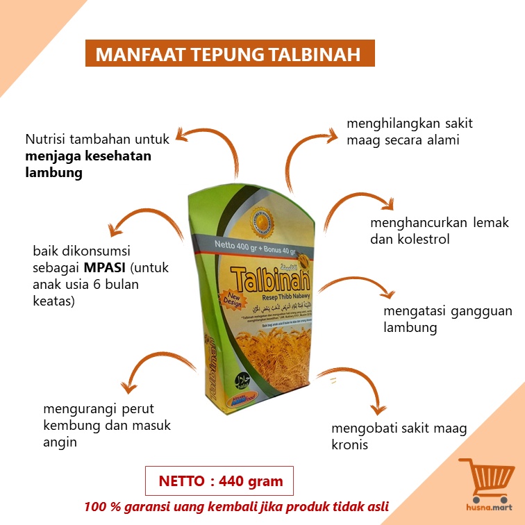 Talbinah Tepung Gandum Herbal - Lambung - Maag -Tepung Talbinah isi 440 Gram Original