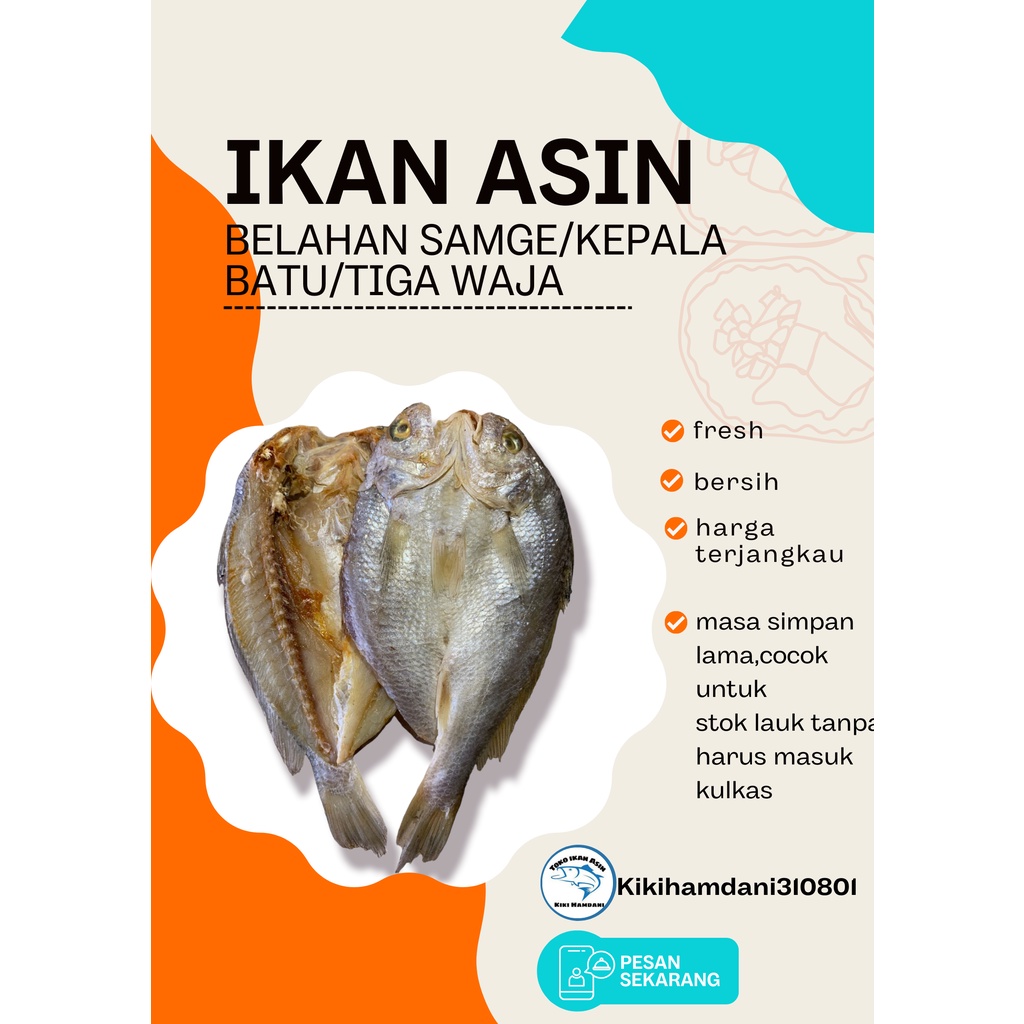 

Ikan Asin Belahan Samge/Kepala Batu/Tiga Waja 250gram Murah