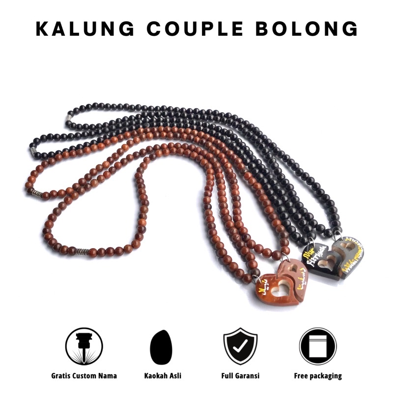 Kalung couple pasangan dari kaukah kokka motif love bolong bisa ukir nama