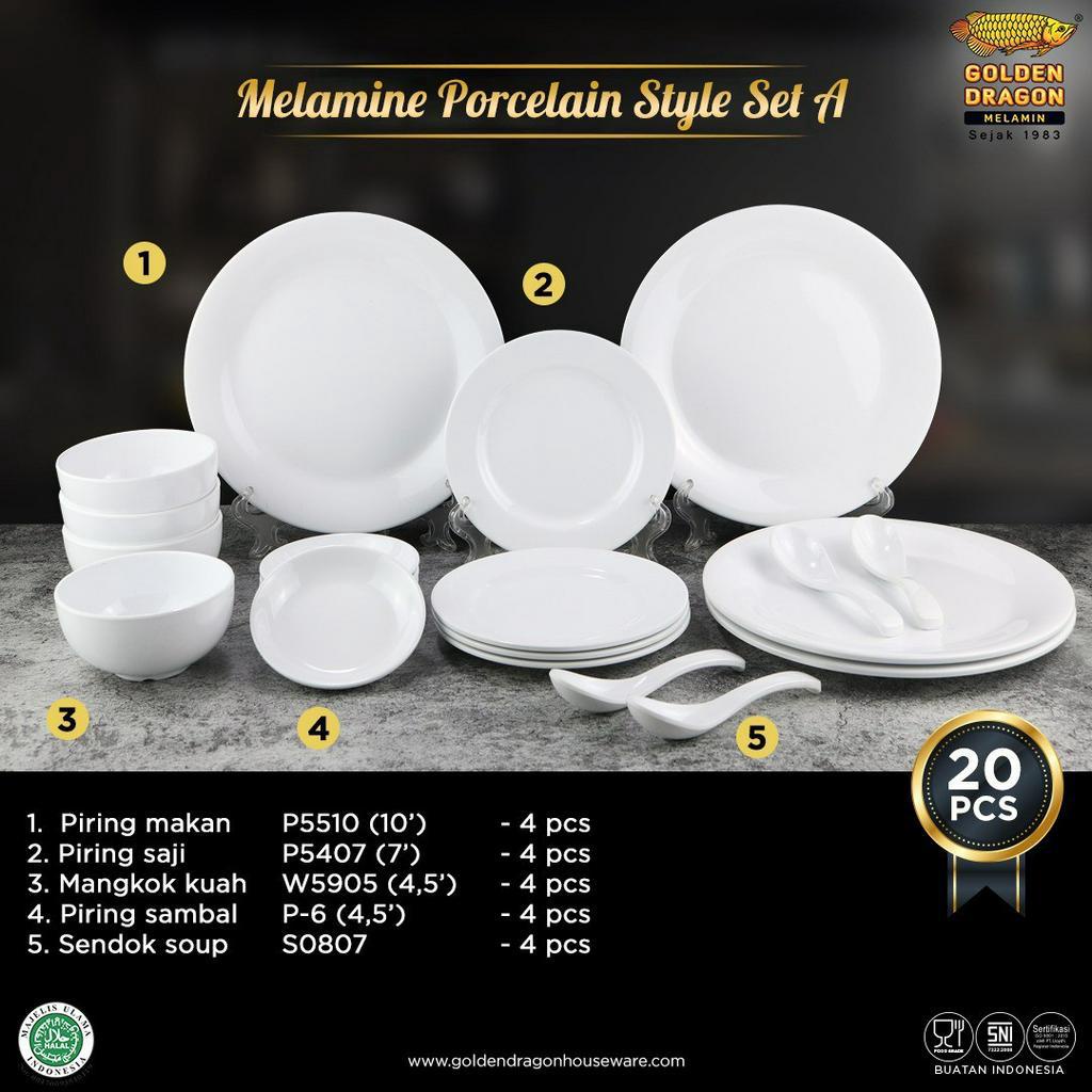 golden dragon melamine porcelain premium set