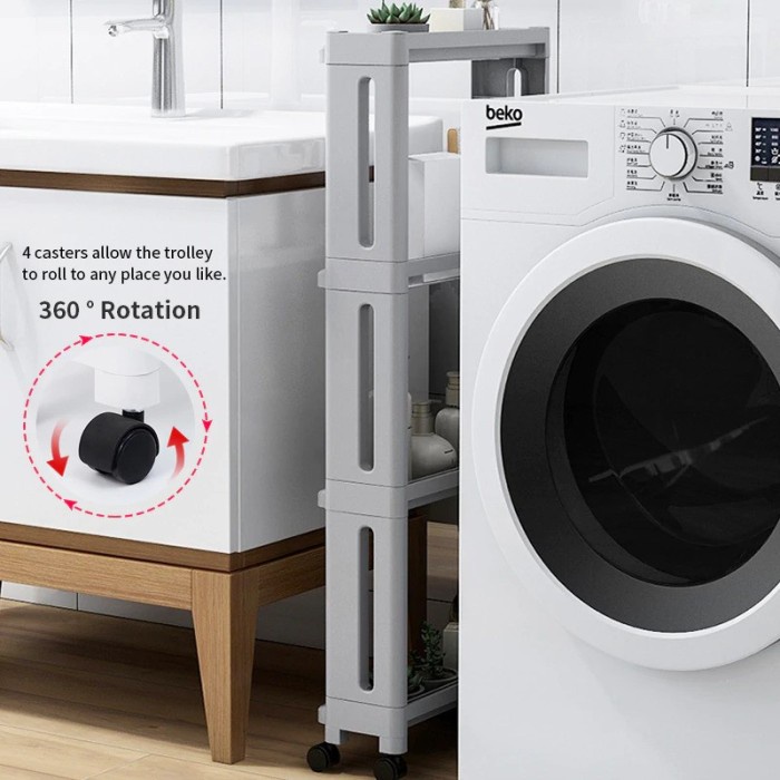 Rak 3 susun Dorong Serbaguna Tempat Botol Bumbu multi Organizer Toilet