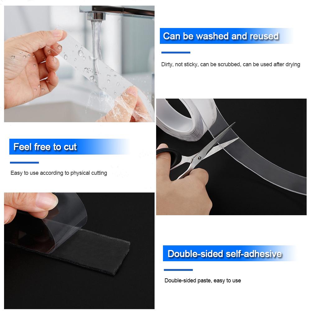 Selotip Ajaib 2 Sisi Tidak Merusak Dinding Bahan Nano PU Selotip Ajaib 2 Sisi Tidak Merusak Dinding Bahan Nano PU
